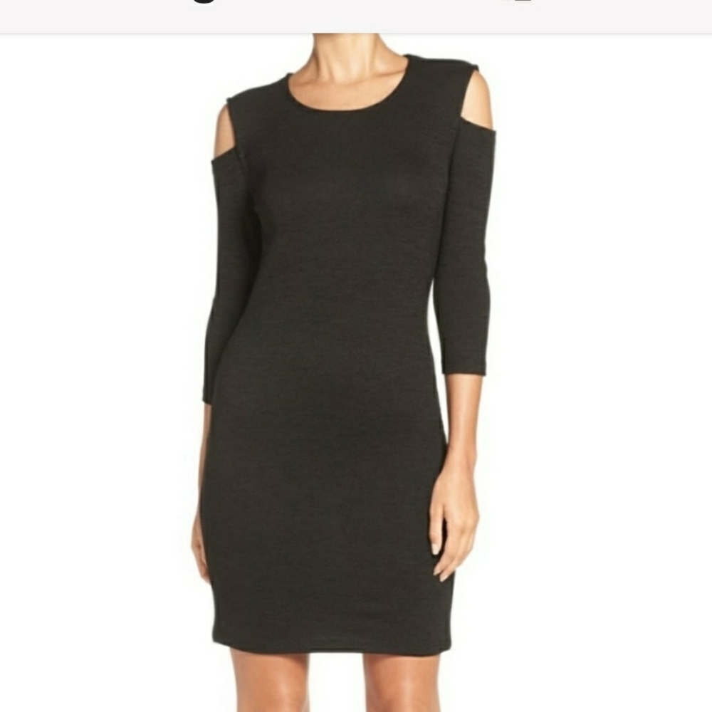 French Connection Black Sweater Cold Shoulder Dress, Size 0, new without tag